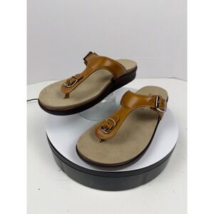 SAS Brown Leather Thong Orthopedic Arch Support Sandals Women's 9.5 M Buckles